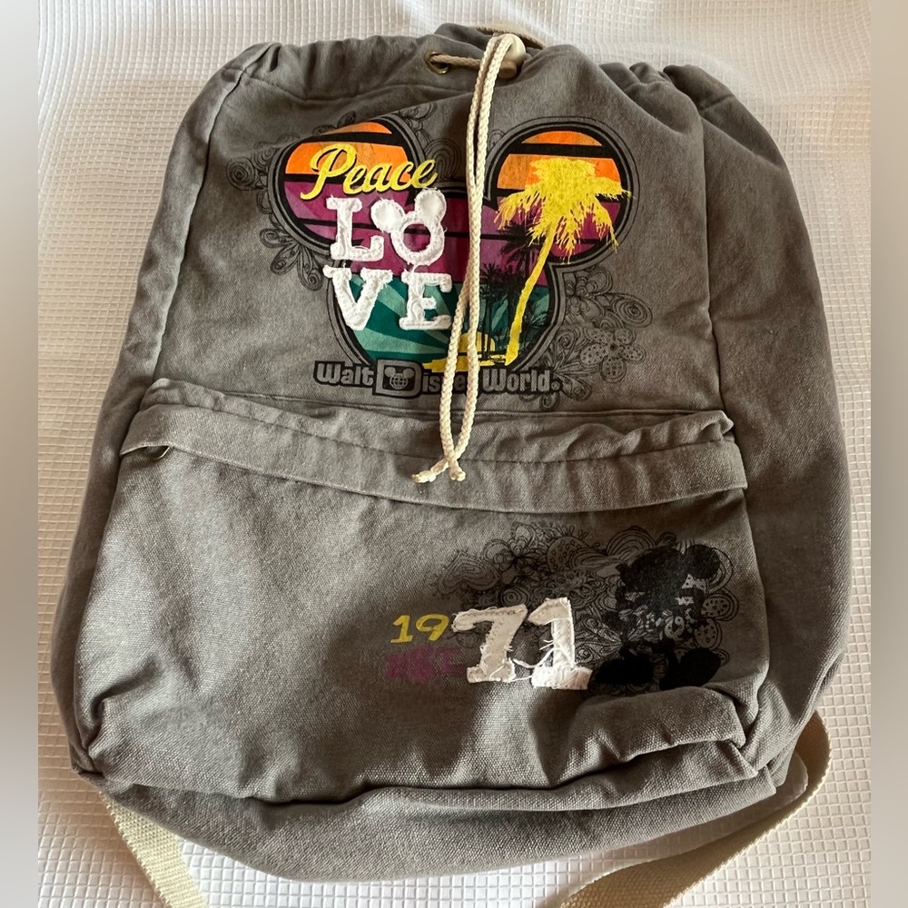 Walt Disney gray peace love backpack